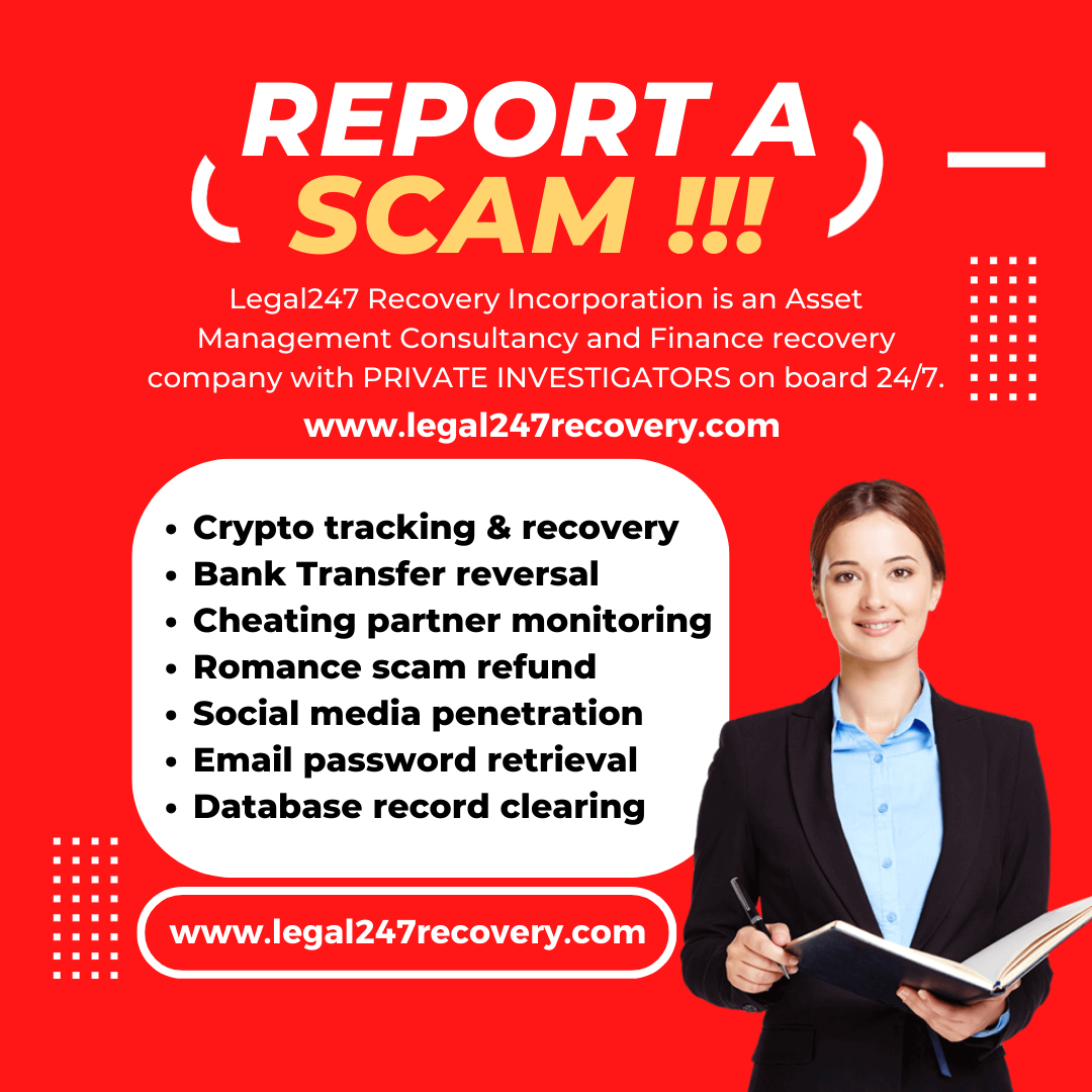 Legal247recovery.com promoting crypto tracking, asset recovery, scam refunds, and digital investigation services with third-party content disclaimer.