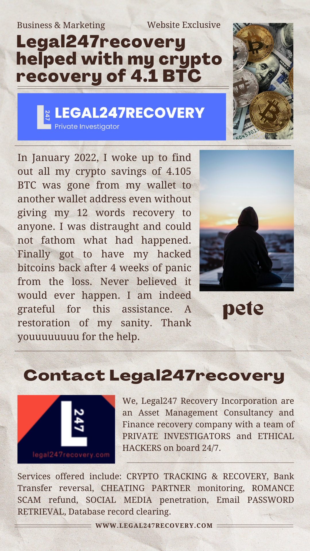 Get your money back through Legal247recovery.com