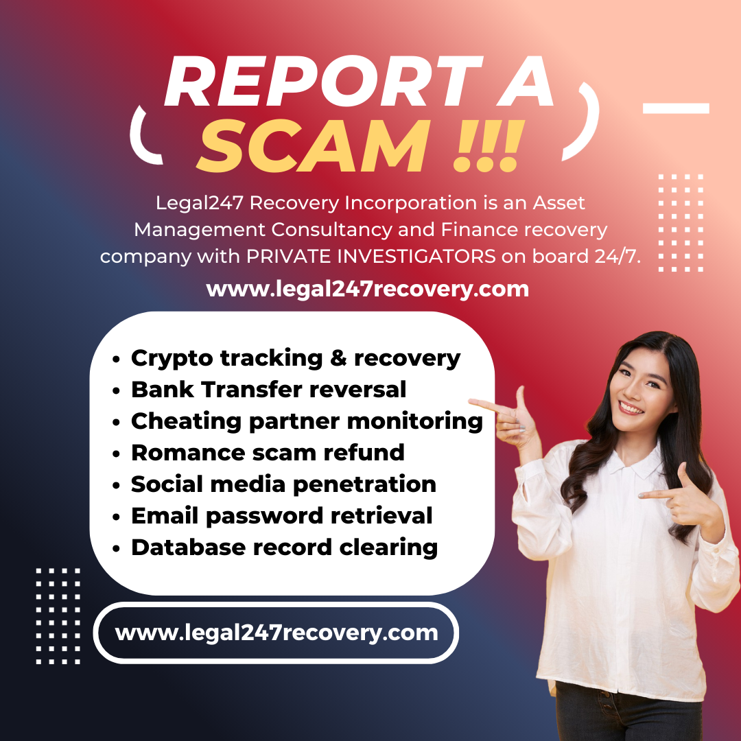 Legal247recovery.com promoting crypto tracking, asset recovery, scam refunds, and digital investigation services with third-party content disclaimer.