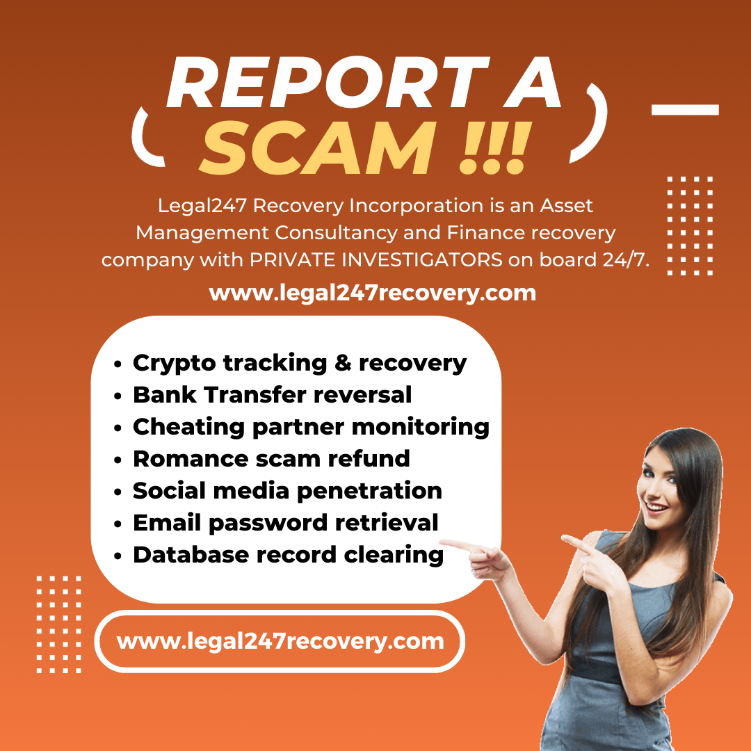 Legal247recovery.com promoting crypto tracking, asset recovery, scam refunds, and digital investigation services with third-party content disclaimer.