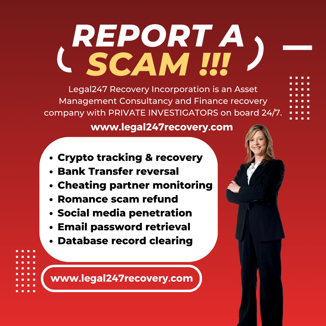 Legal247recovery.com promoting crypto tracking, asset recovery, scam refunds, and digital investigation services with third-party content disclaimer.