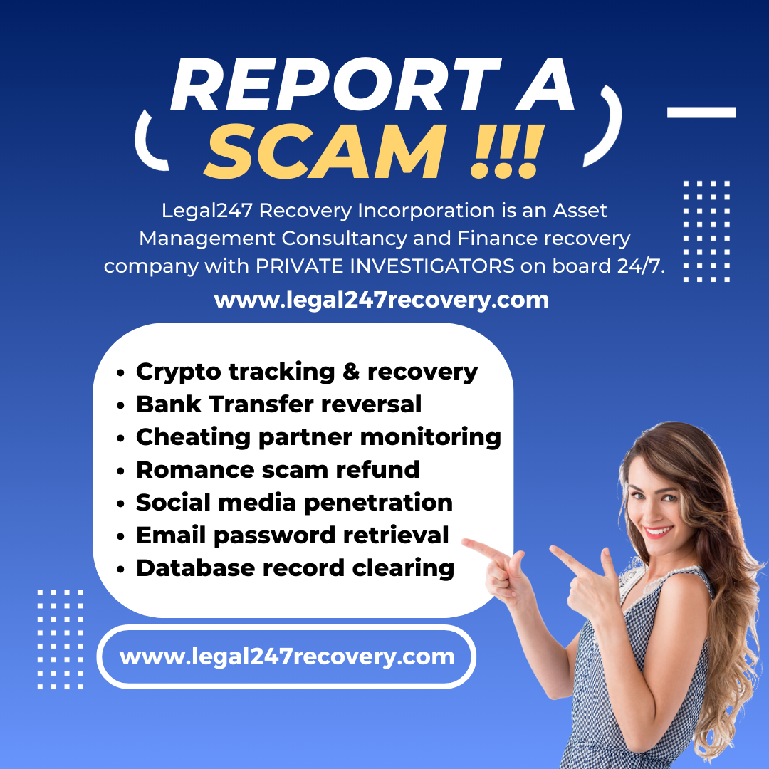 Legal247recovery.com promoting crypto tracking, asset recovery, scam refunds, and digital investigation services with third-party content disclaimer.