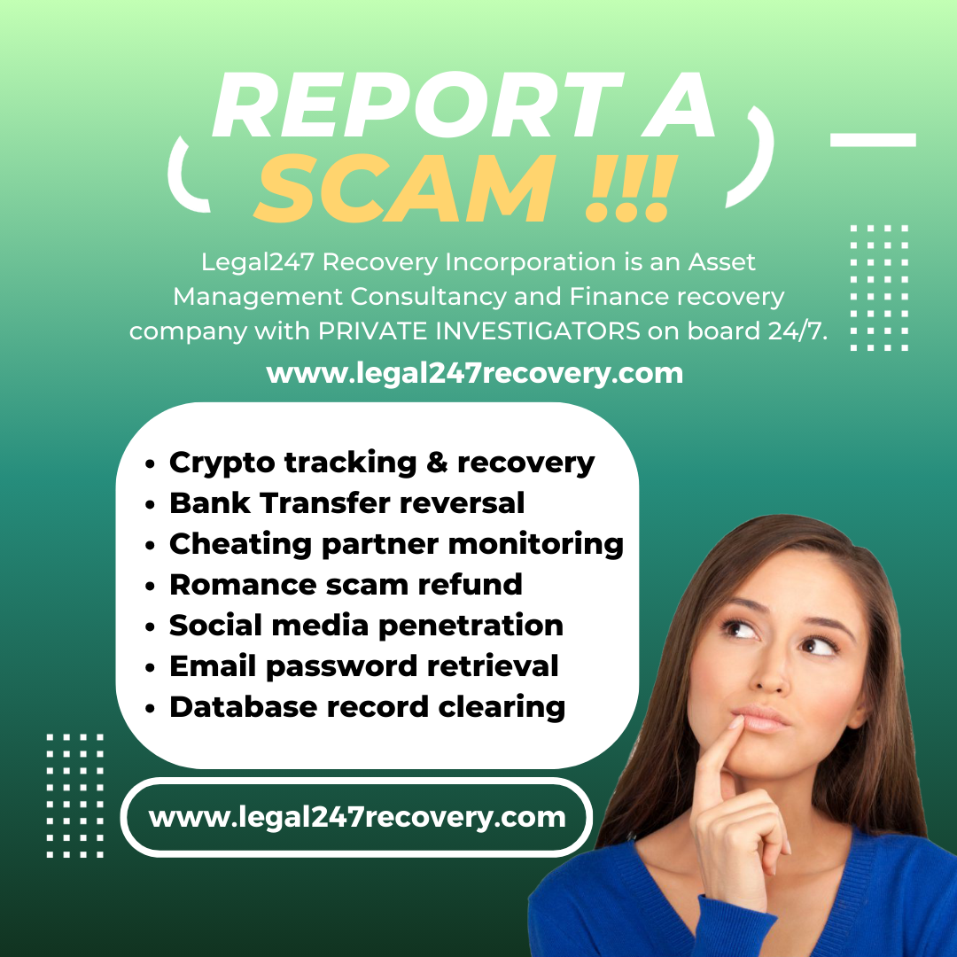 Legal247recovery.com promoting crypto tracking, asset recovery, scam refunds, and digital investigation services with third-party content disclaimer.