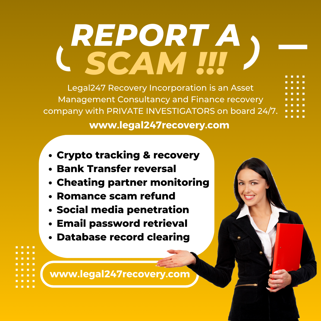 Legal247recovery.com promoting crypto tracking, asset recovery, scam refunds, and digital investigation services with third-party content disclaimer.