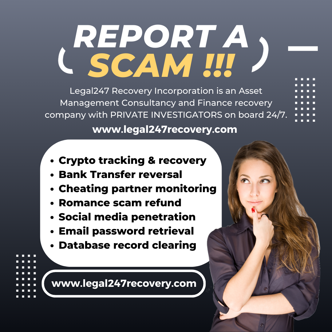 Legal247recovery.com promoting crypto tracking, asset recovery, scam refunds, and digital investigation services with third-party content disclaimer.