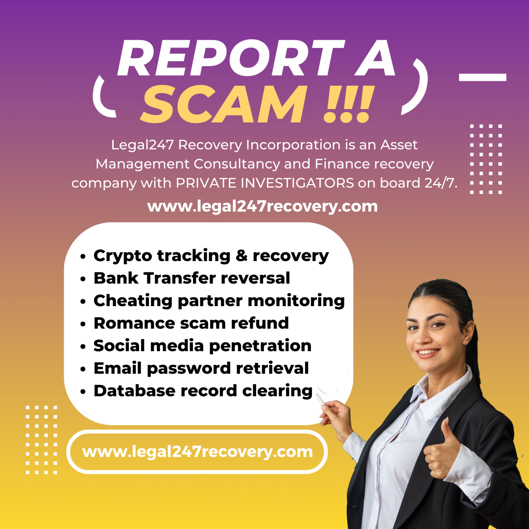 Legal247recovery.com promoting crypto tracking, asset recovery, scam refunds, and digital investigation services with third-party content disclaimer.