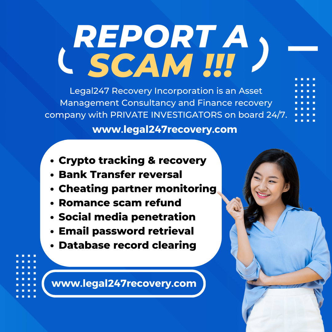 Legal247recovery.com promoting crypto tracking, asset recovery, scam refunds, and digital investigation services with third-party content disclaimer.